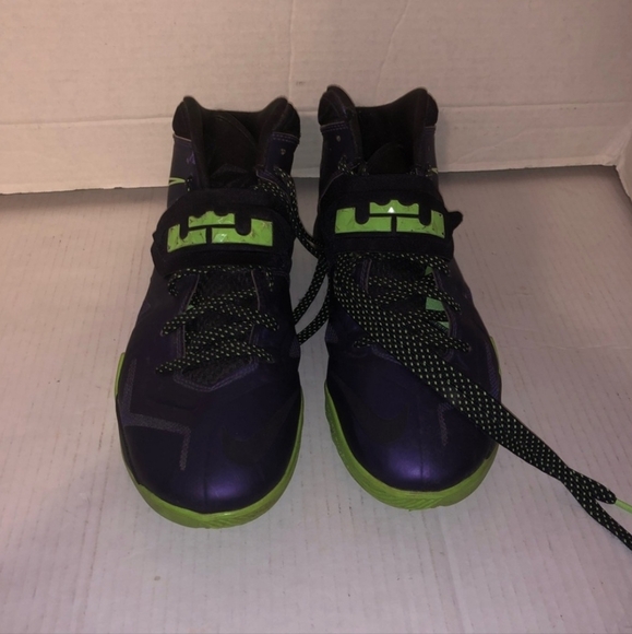 Nike Zoom Lebron James Soldier VII 7 Sneakers Purple Lime Size 10.5 - Picture 2 of 9
